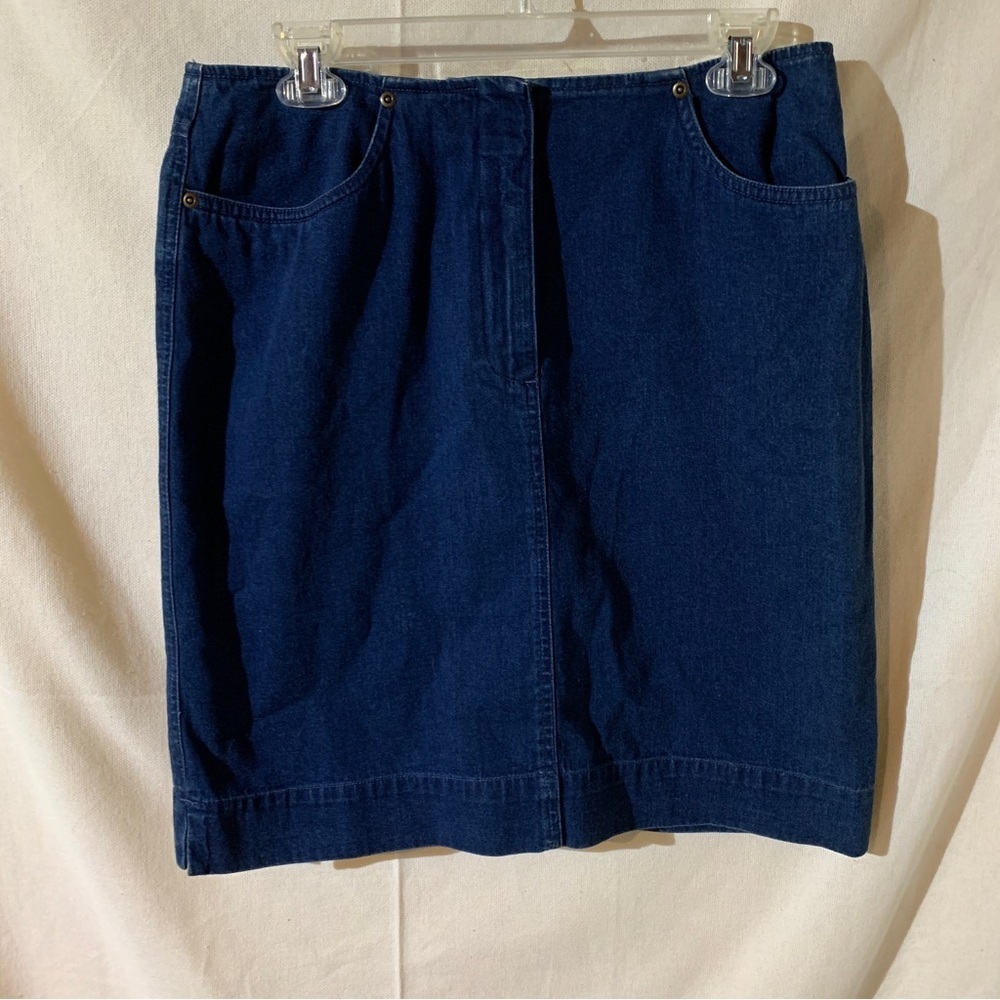 Talbots // dark denim high rise mini skirt size 12
